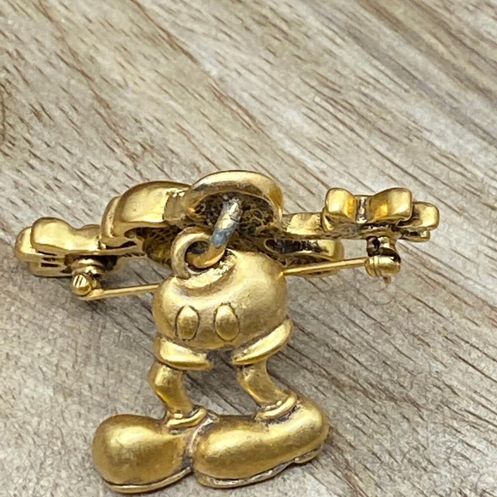 Mickey Mouse Walt Disney Pin Broach Brooch Swinging Hips Hinge Gold Tone Jewelry - Picture 6 of 10